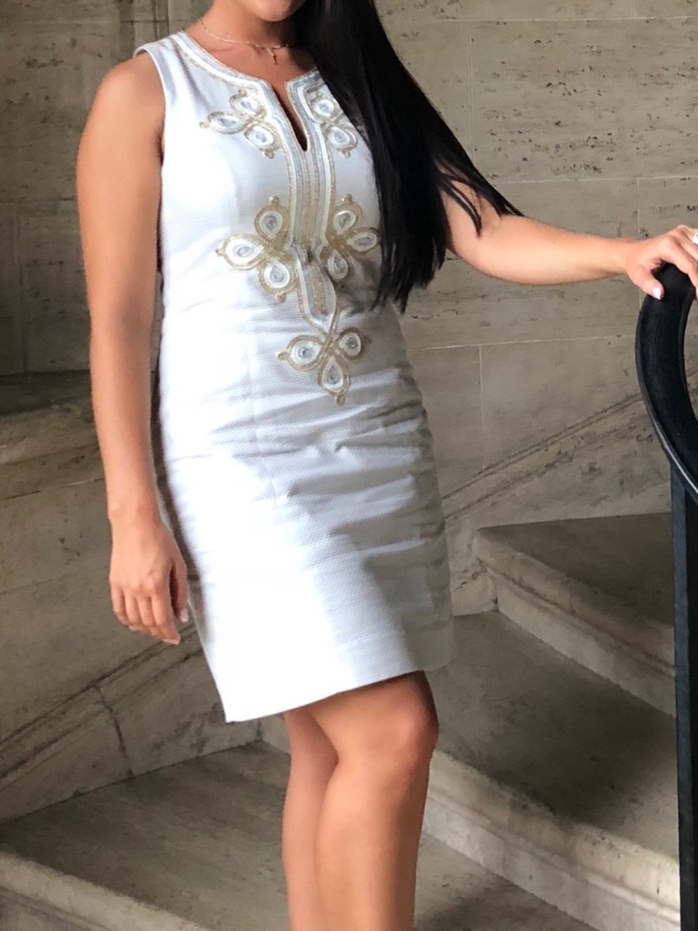 Lilly Pulitzer Light Gray Embroidered Dress